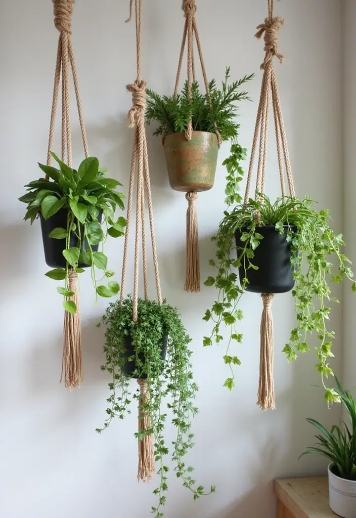 30 Indoor Plant Wall Ideas for a Green Home Vibe - 1. Macramé Plant Hangers