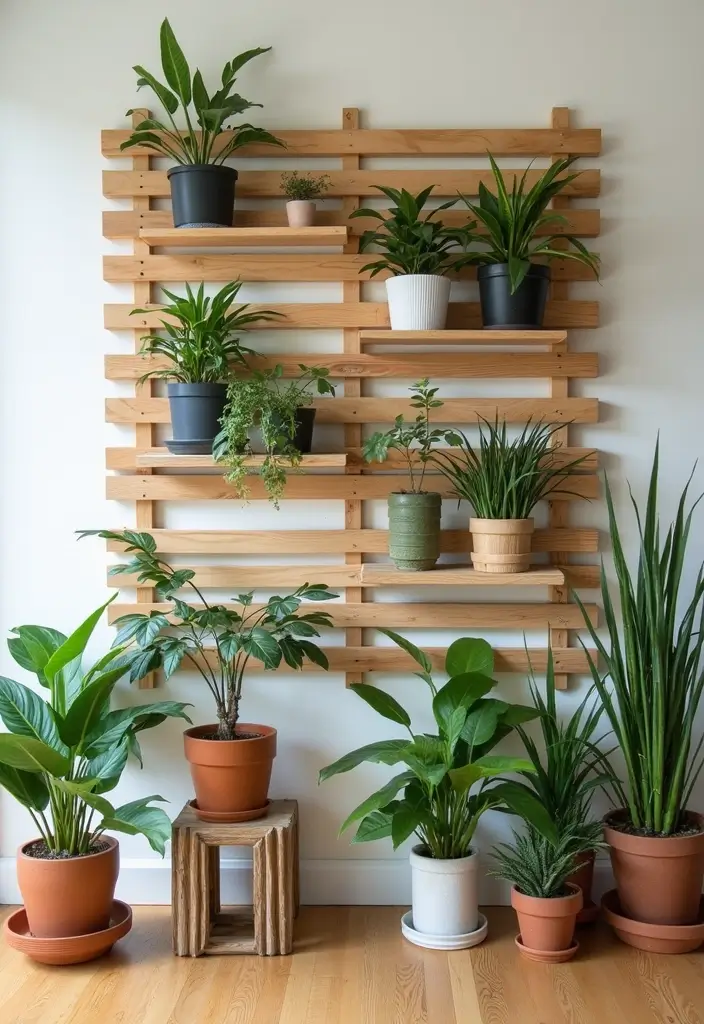 30 Indoor Plant Wall Ideas for a Green Home Vibe - 11. Slatted Wood Planters