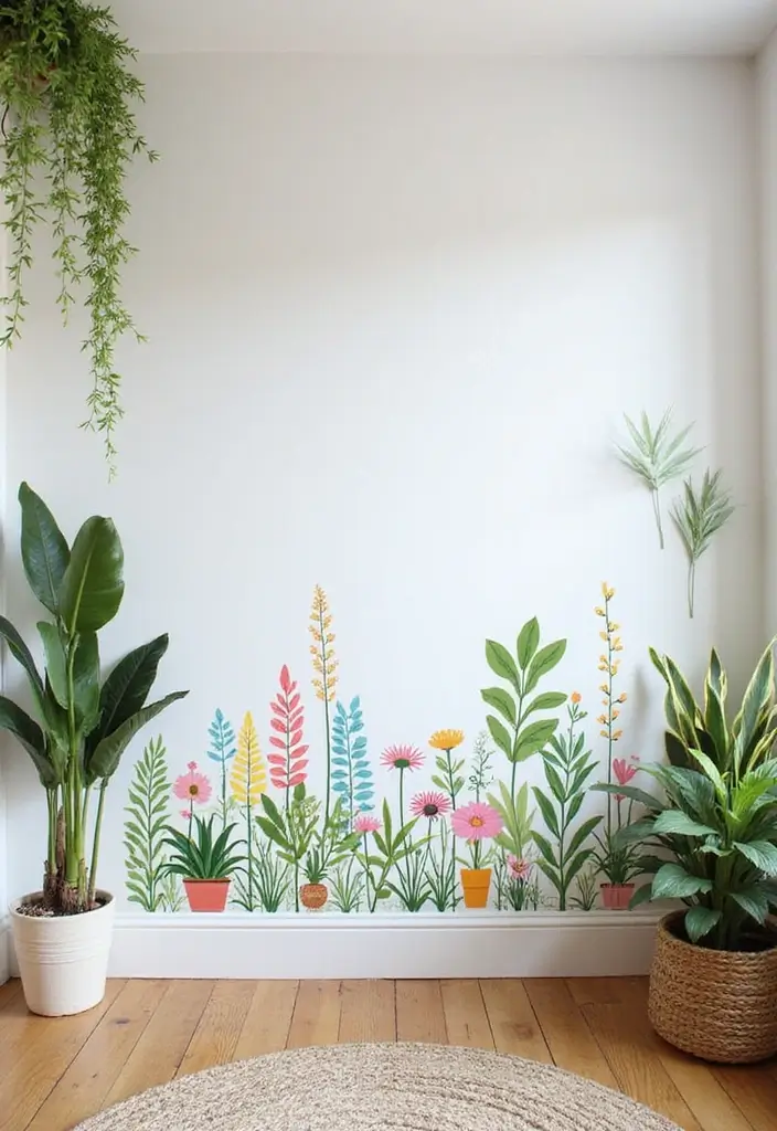 30 Indoor Plant Wall Ideas for a Green Home Vibe - 12. Botanical Wall Decals
