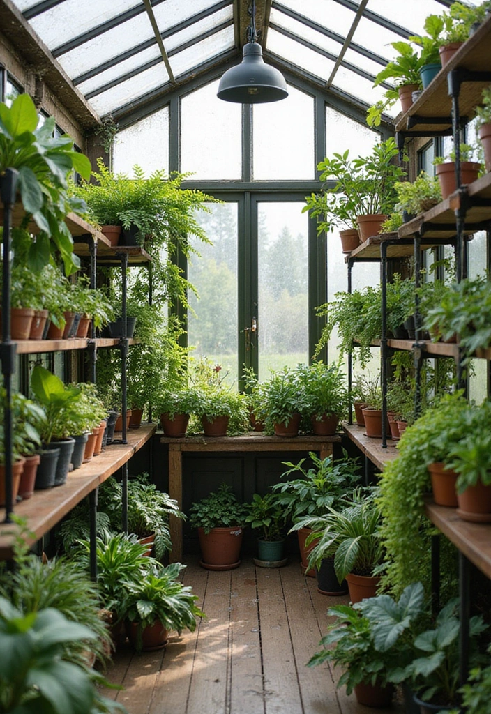 30 Indoor Plant Wall Ideas for a Green Home Vibe - 18. Indoor Greenhouse Shelving