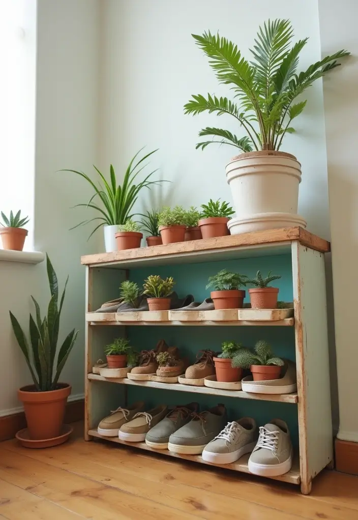30 Indoor Plant Wall Ideas for a Green Home Vibe - 21. Upcycled Shoe Organizer Planters