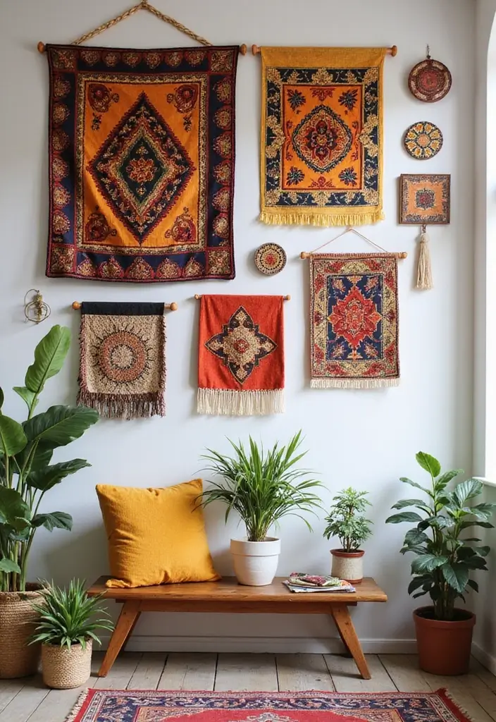 30 Indoor Plant Wall Ideas for a Green Home Vibe - 25. Plant Fabric Wall Hangings