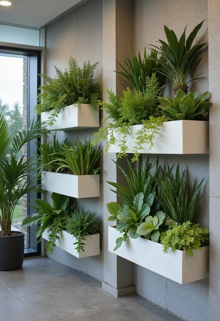 30 Indoor Plant Wall Ideas for a Green Home Vibe - 29. Vertical Plant Troughs