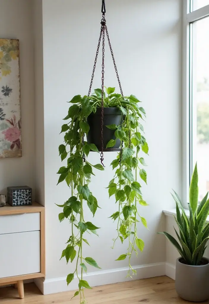 30 Iron Plant Stand Ideas That Look Chic and Sturdy 16 30 Iron Plant Stand Ideas That Look Chic and Sturdy - 16. Hanging Iron Plant Stand
