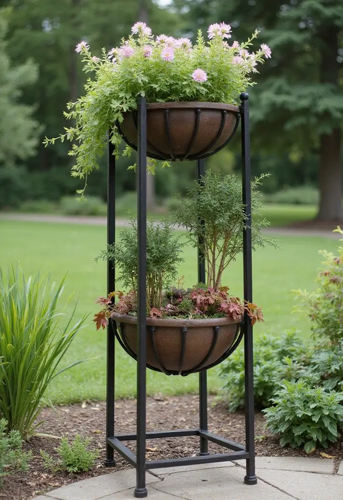 30 Iron Plant Stand Ideas That Look Chic and Sturdy 9 30 Iron Plant Stand Ideas That Look Chic and Sturdy - 9. Artistic Iron Sculpture Stand