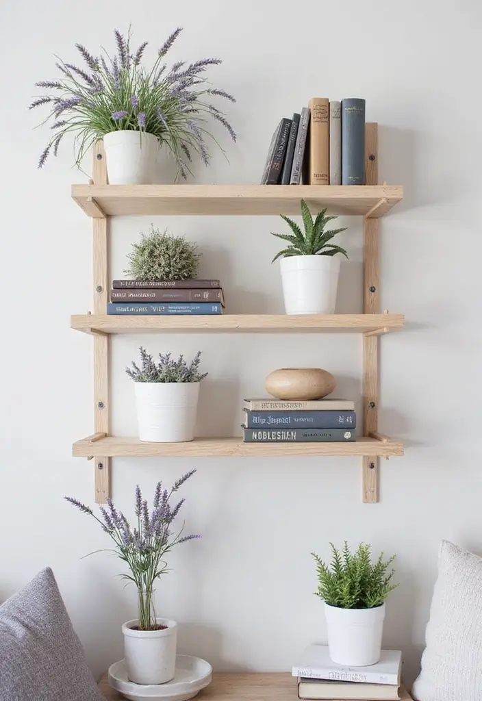 30 Lavender Plant Aesthetic Inspirations for Relaxing Spaces 8 30 Lavender Plant Aesthetic Inspirations for Relaxing Spaces - 8. Lavender Shelf Styling