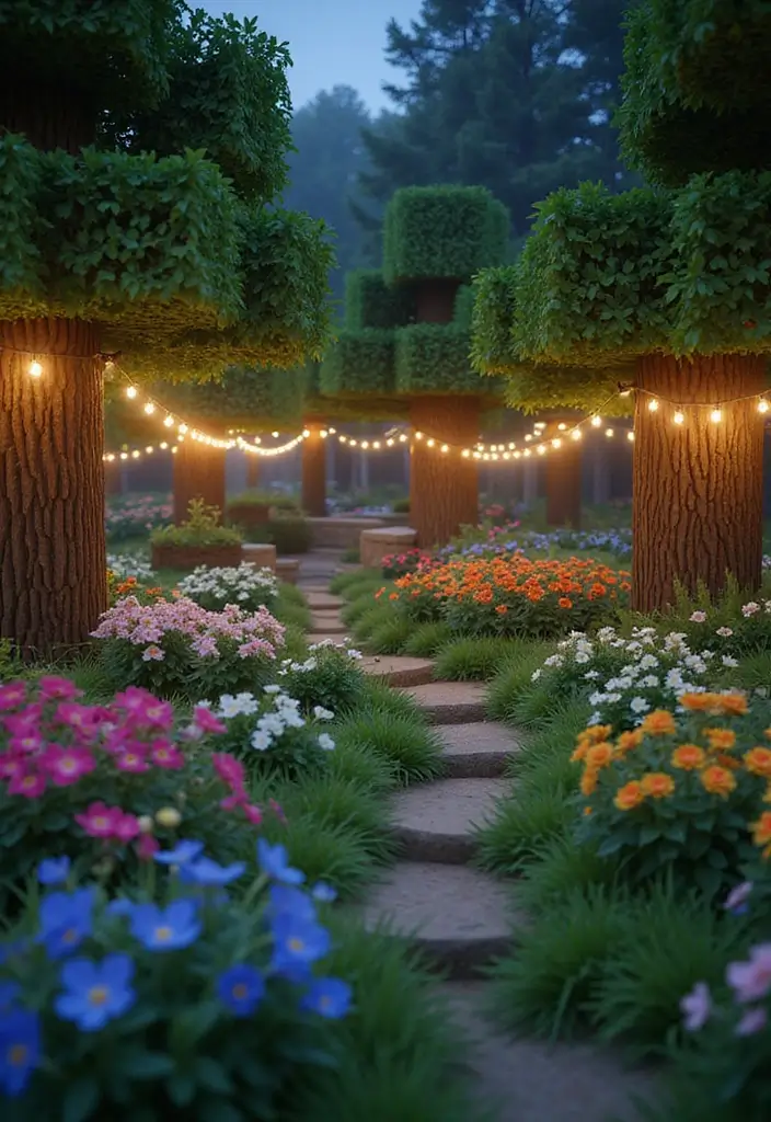 30 Minecraft Plant Ideas for Creative Builds 11 30 Minecraft Plant Ideas for Creative Builds - 11. Fantasy Garden: Fairy Lights