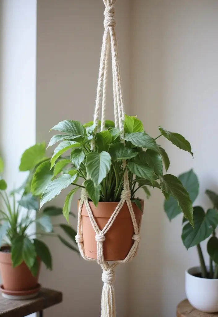 30 Money Plant Decor Ideas Inspired by Indian Homes 21 30 Money Plant Decor Ideas Inspired by Indian Homes - 21. Money Plant in a Macramé Holder