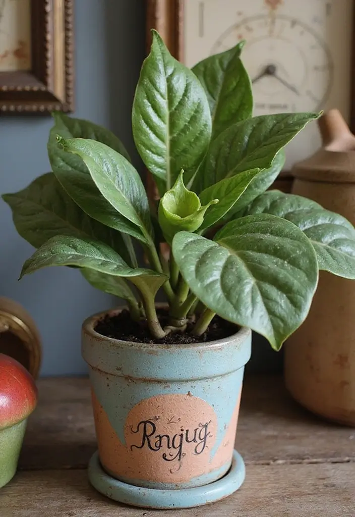 30 Mother-in-Law’s Tongue Plant Styling Ideas 17 30 Mother-in-Law’s Tongue Plant Styling Ideas - 17. Vintage Charm