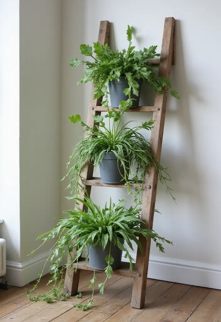 30 Mother-in-Law’s Tongue Plant Styling Ideas 20 30 Mother-in-Law’s Tongue Plant Styling Ideas - 20. Plant Ladder