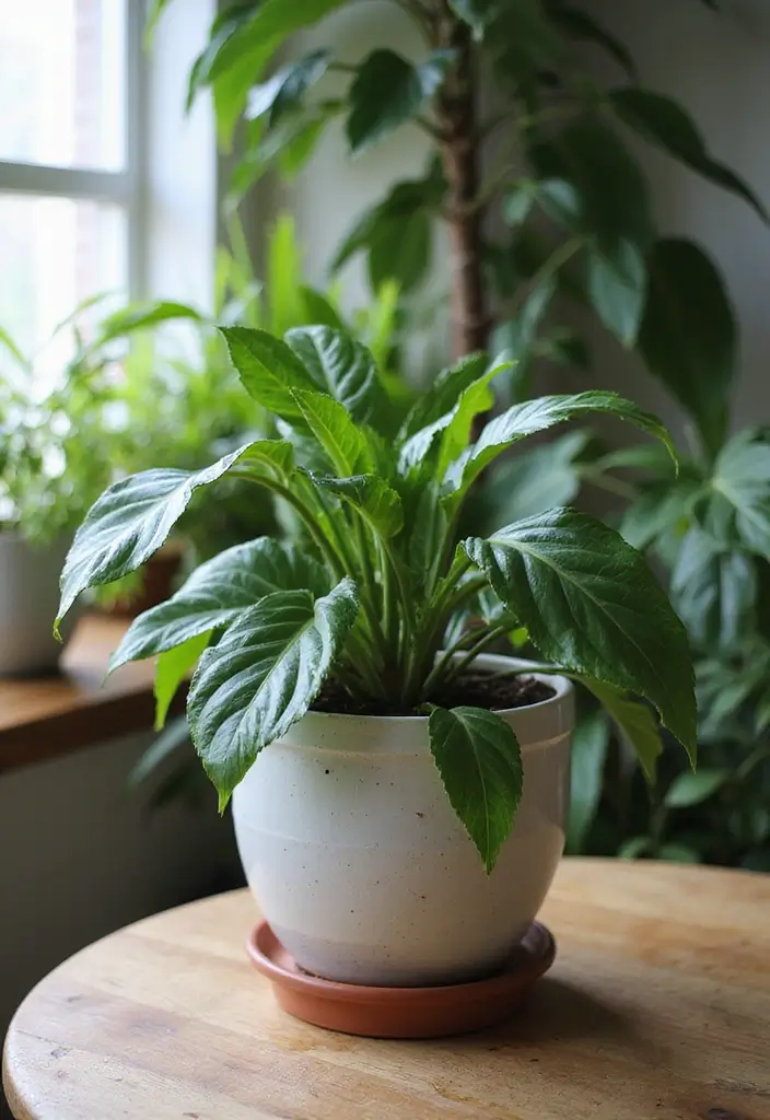 30 Mother-in-Law’s Tongue Plant Styling Ideas 26 30 Mother-in-Law’s Tongue Plant Styling Ideas - 26. Plant Table