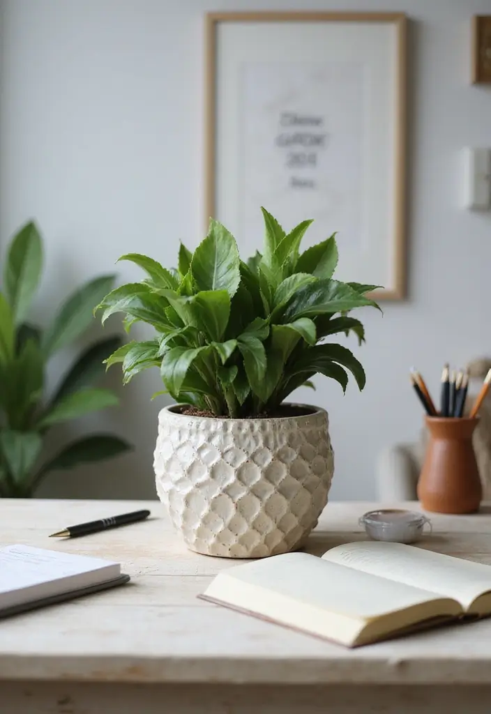 30 Mother-in-Law’s Tongue Plant Styling Ideas 6 30 Mother-in-Law’s Tongue Plant Styling Ideas - 6. Office Greenery
