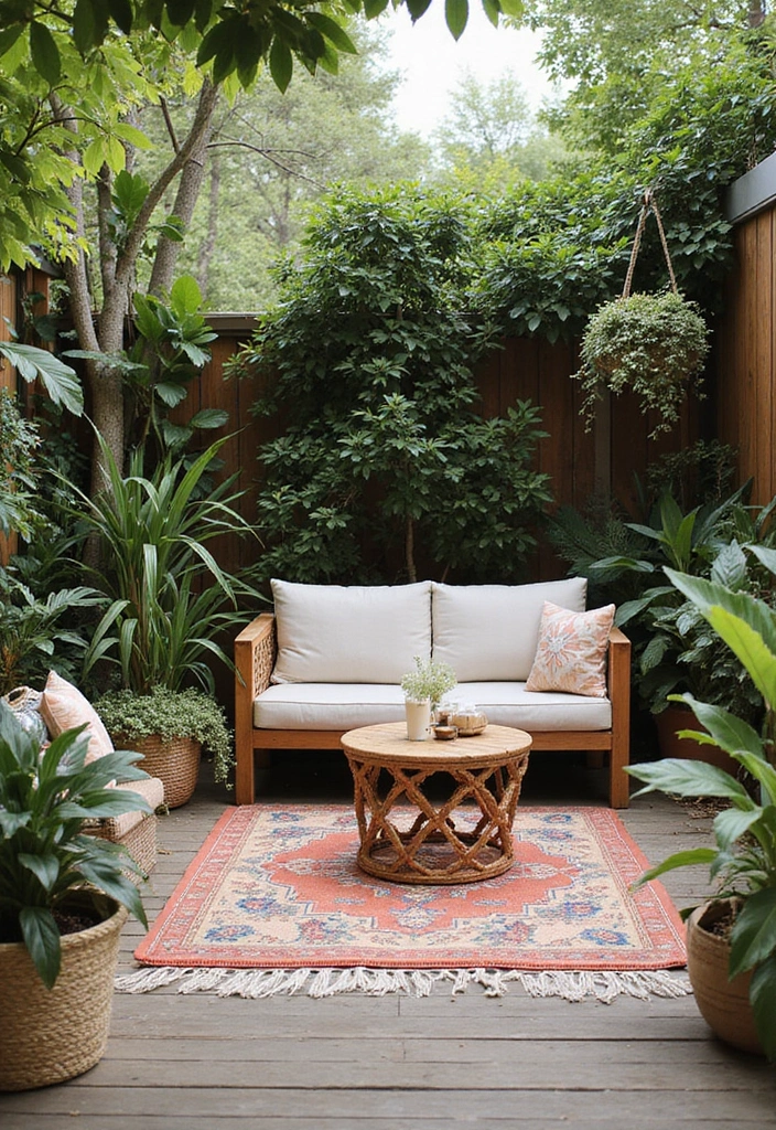 30 Outdoor Plant Decor Ideas to Refresh Your Garden 25 30 Outdoor Plant Decor Ideas to Refresh Your Garden - 25. Outdoor Rugs: Grounding Comfort