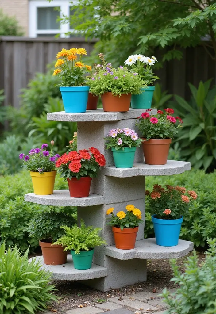 30 Outdoor Plant Stand Ideas That Elevate Your Garden 10 30 Outdoor Plant Stand Ideas That Elevate Your Garden - 10. Concrete Plant Stands