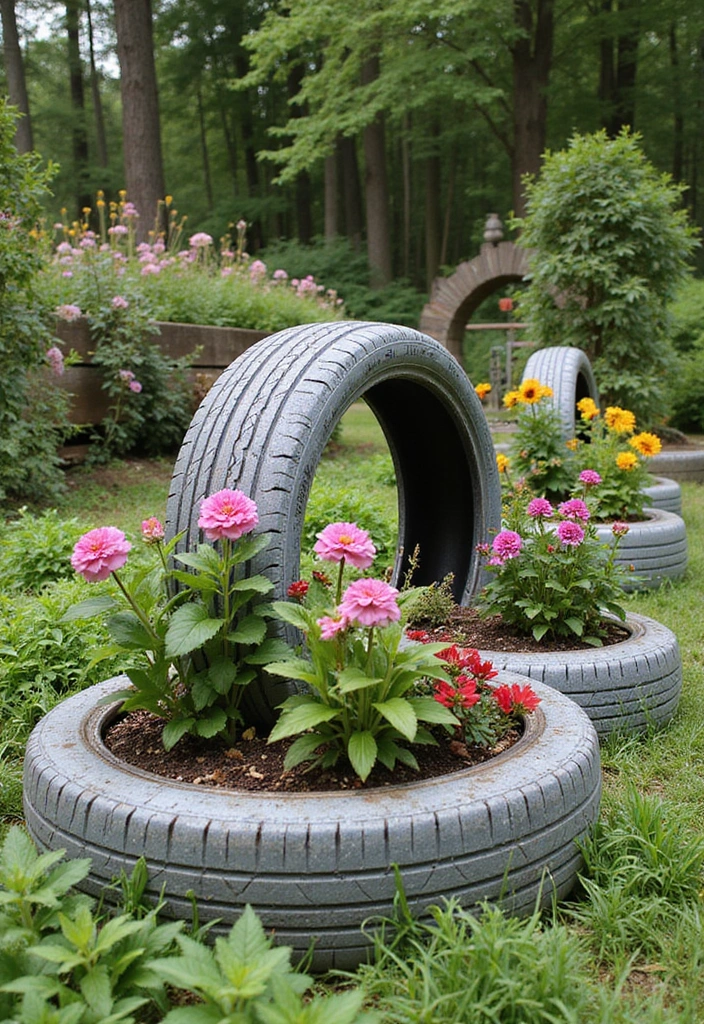 30 Outdoor Plant Stand Ideas That Elevate Your Garden 14 30 Outdoor Plant Stand Ideas That Elevate Your Garden - 14. Recycled Tire Planters