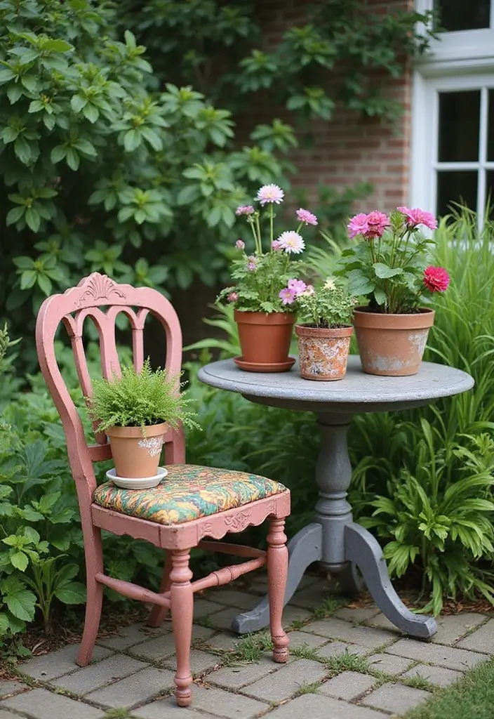 30 Outdoor Plant Stand Ideas That Elevate Your Garden 15 30 Outdoor Plant Stand Ideas That Elevate Your Garden - 15. Upcycled Furniture Plant Stands