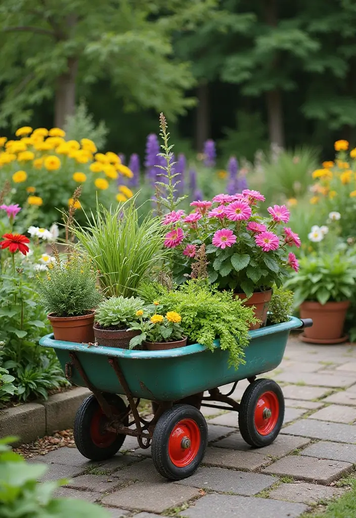 30 Outdoor Plant Stand Ideas That Elevate Your Garden 22 30 Outdoor Plant Stand Ideas That Elevate Your Garden - 22. Garden Carts