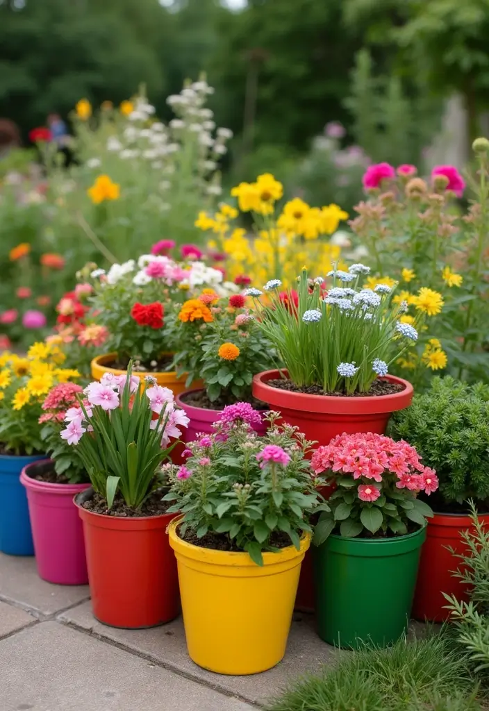 30 Outdoor Plant Stand Ideas That Elevate Your Garden 30 30 Outdoor Plant Stand Ideas That Elevate Your Garden - 30. Colorful Plastic Plant Stands