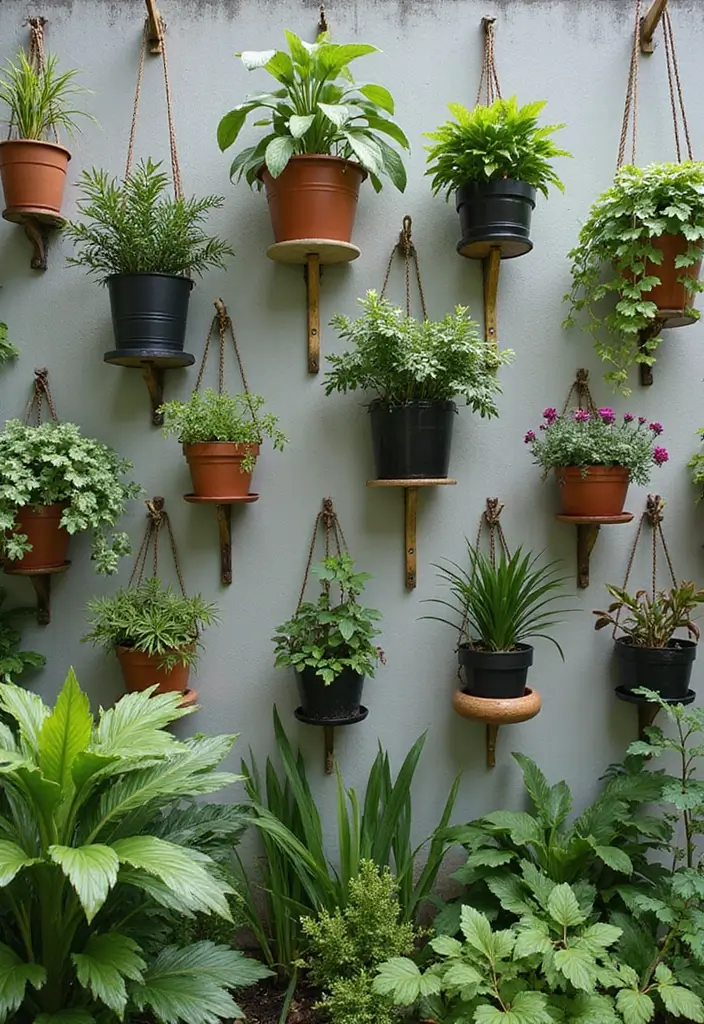 30 Outdoor Plant Stand Ideas That Elevate Your Garden 8 30 Outdoor Plant Stand Ideas That Elevate Your Garden - 8. Wall-Mounted Stands