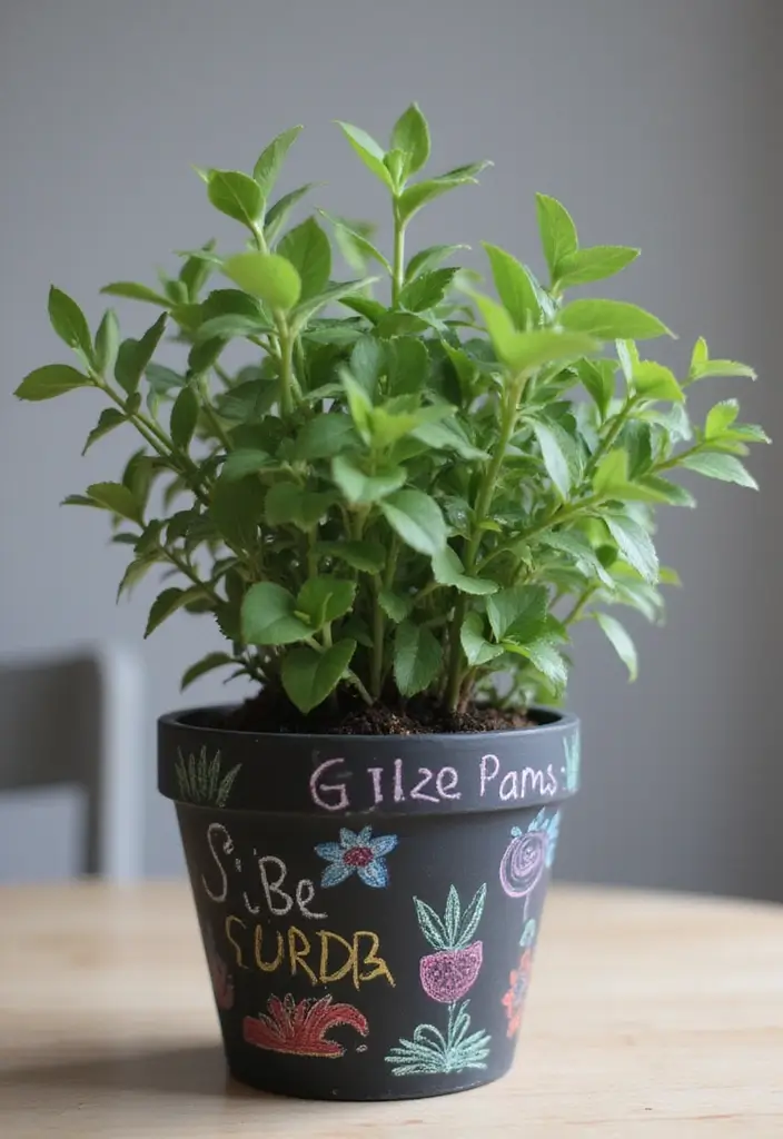 30 Painted Plant Pot Ideas to Brighten Any Space 11 30 Painted Plant Pot Ideas to Brighten Any Space - 11. Chalkboard Pots