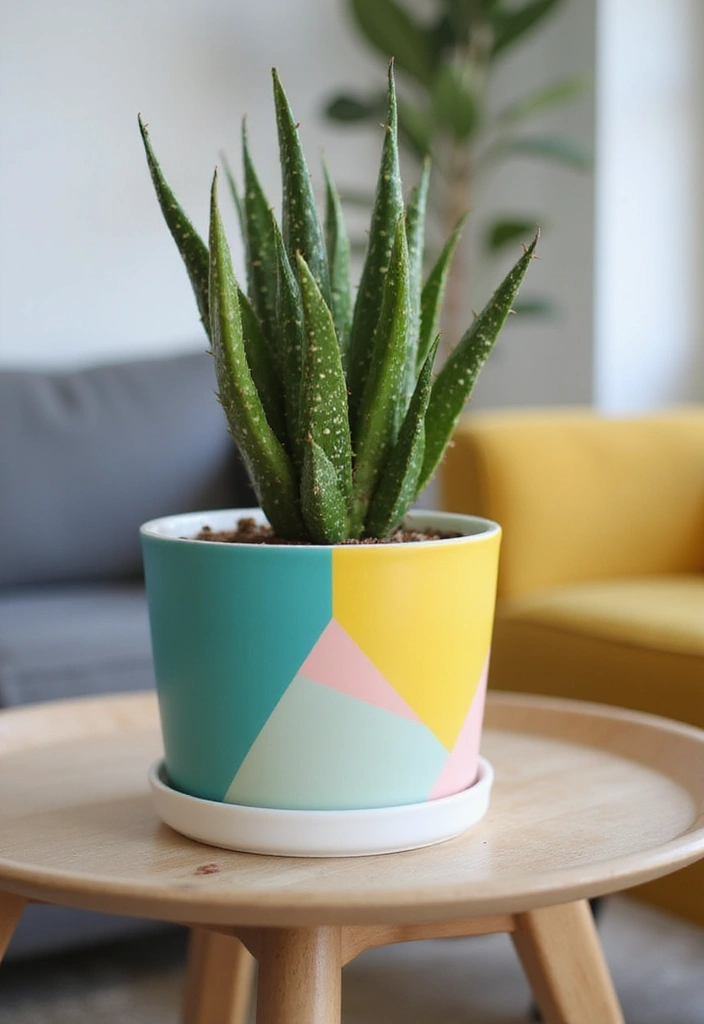 30 Painted Plant Pot Ideas to Brighten Any Space 12 30 Painted Plant Pot Ideas to Brighten Any Space - 12. Color-Blocked Pots