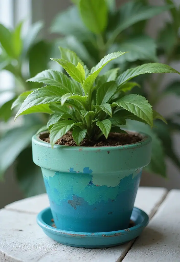 30 Painted Plant Pot Ideas to Brighten Any Space 16 30 Painted Plant Pot Ideas to Brighten Any Space - 16. Translucent Tints