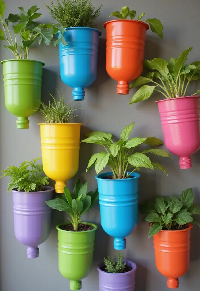 30 Painted Plant Pot Ideas to Brighten Any Space 25 30 Painted Plant Pot Ideas to Brighten Any Space - 25. Recycled Bottle Planters