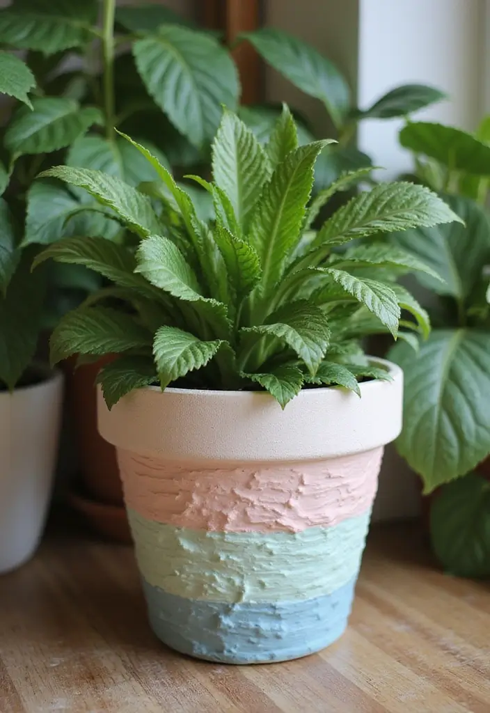 30 Painted Plant Pot Ideas to Brighten Any Space 26 30 Painted Plant Pot Ideas to Brighten Any Space - 26. Textured Patterns