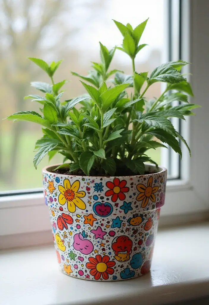 30 Painted Plant Pot Ideas to Brighten Any Space 3 30 Painted Plant Pot Ideas to Brighten Any Space - 3. Whimsical Doodles