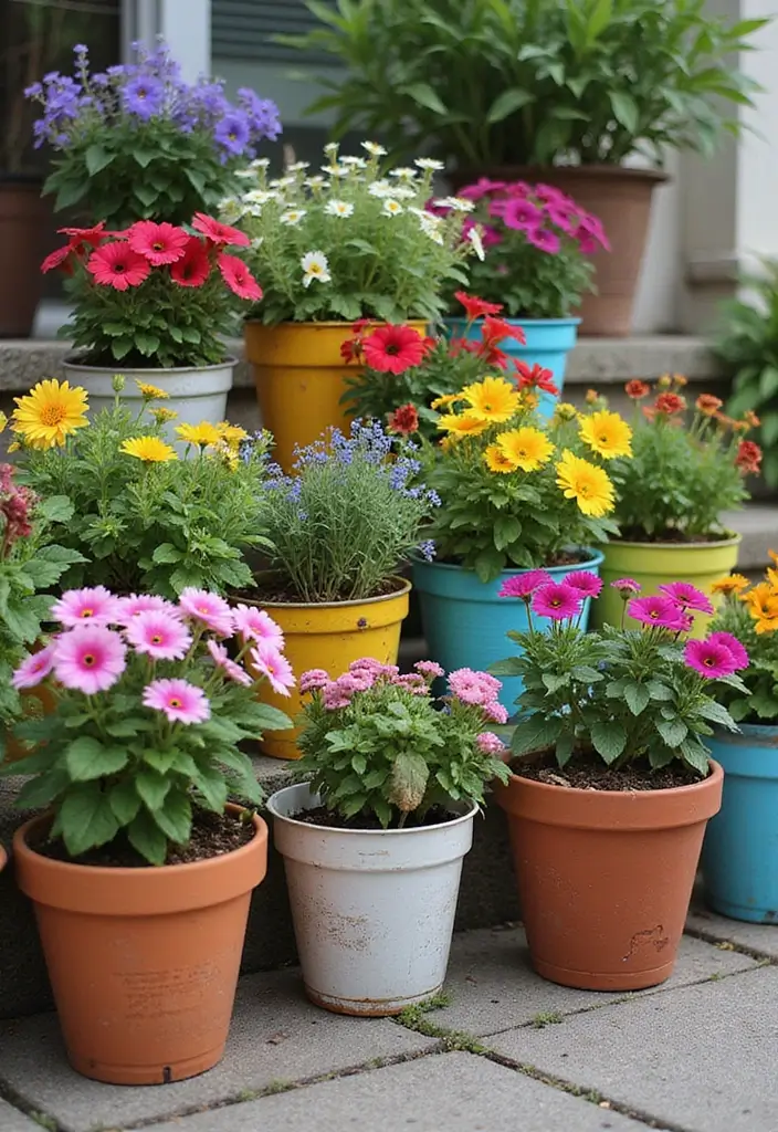 30 Patio Plant Ideas to Transform Your Outdoor Space 2 30 Patio Plant Ideas to Transform Your Outdoor Space - 2. Colorful Container Combinations