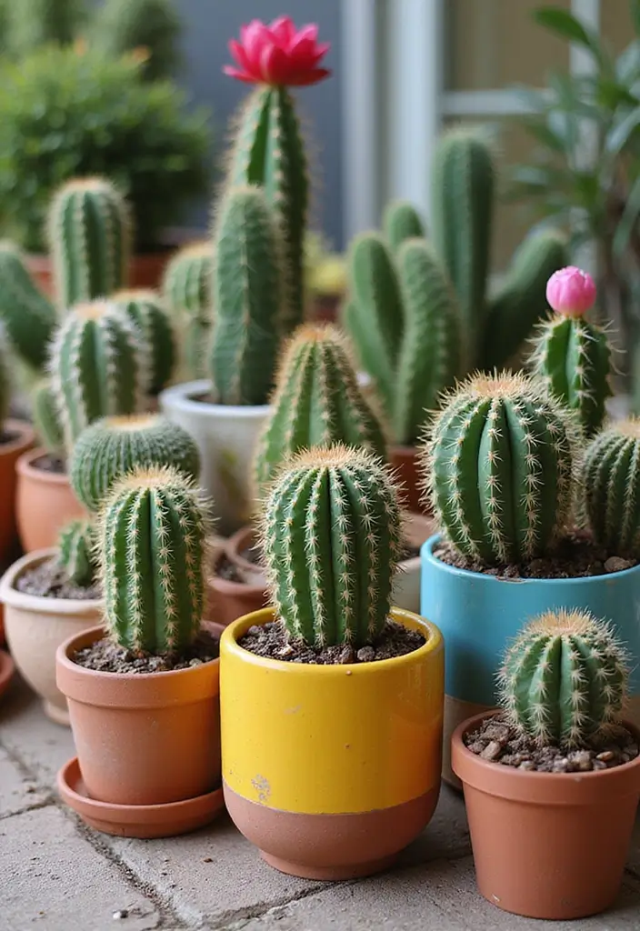 30 Patio Plant Ideas to Transform Your Outdoor Space 26 30 Patio Plant Ideas to Transform Your Outdoor Space - 26. Funky Cacti Collection