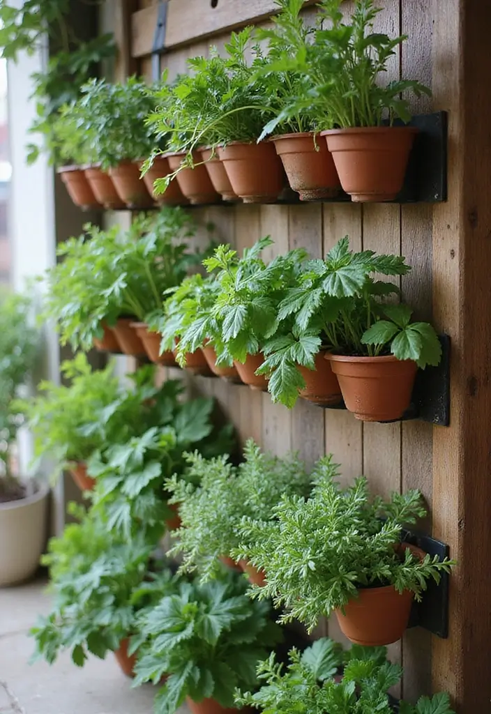30 Patio Plant Wall Designs for Stylish Outdoor Living 17 30 Patio Plant Wall Designs for Stylish Outdoor Living - 17. Vertical Herb Garden