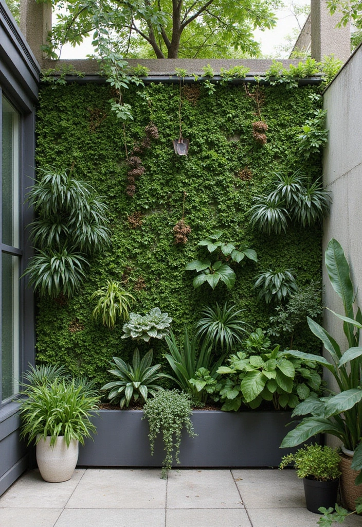 30 Patio Plant Wall Designs for Stylish Outdoor Living 8 30 Patio Plant Wall Designs for Stylish Outdoor Living - 8. Green Wall with CGI
