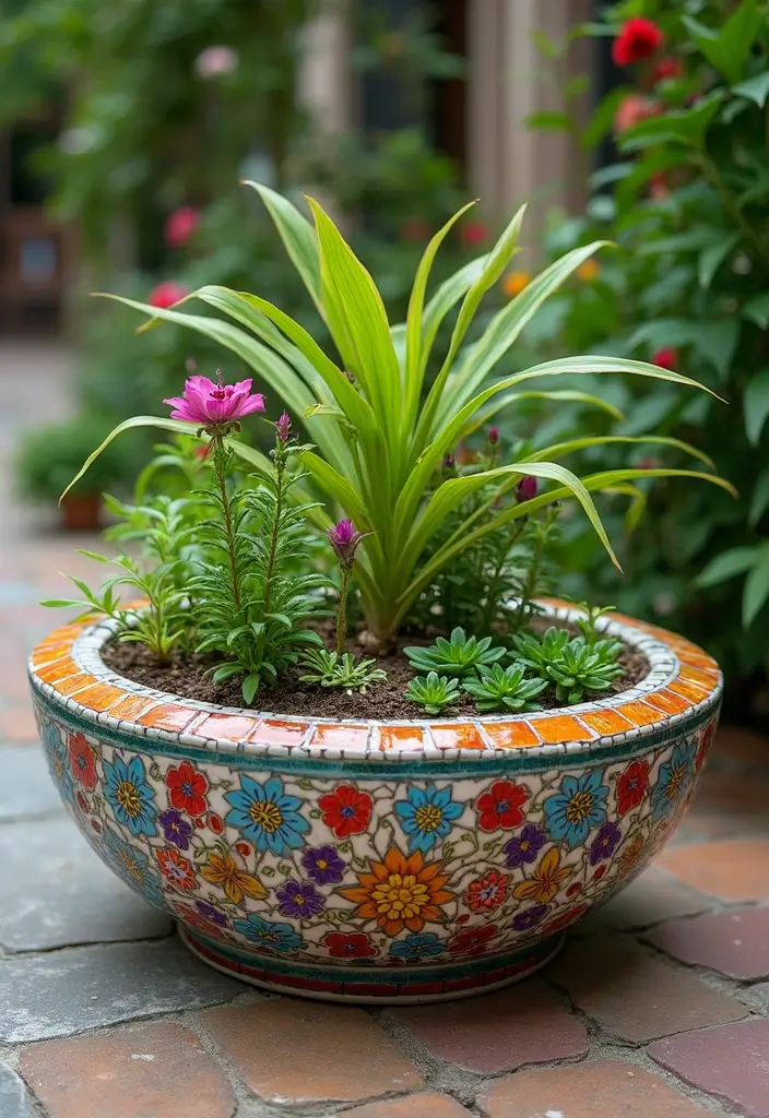 30 Plant Bed Ideas That Will Elevate Your Garden Design 12 30 Plant Bed Ideas That Will Elevate Your Garden Design - 12. Artistic Mosaic Plant Beds