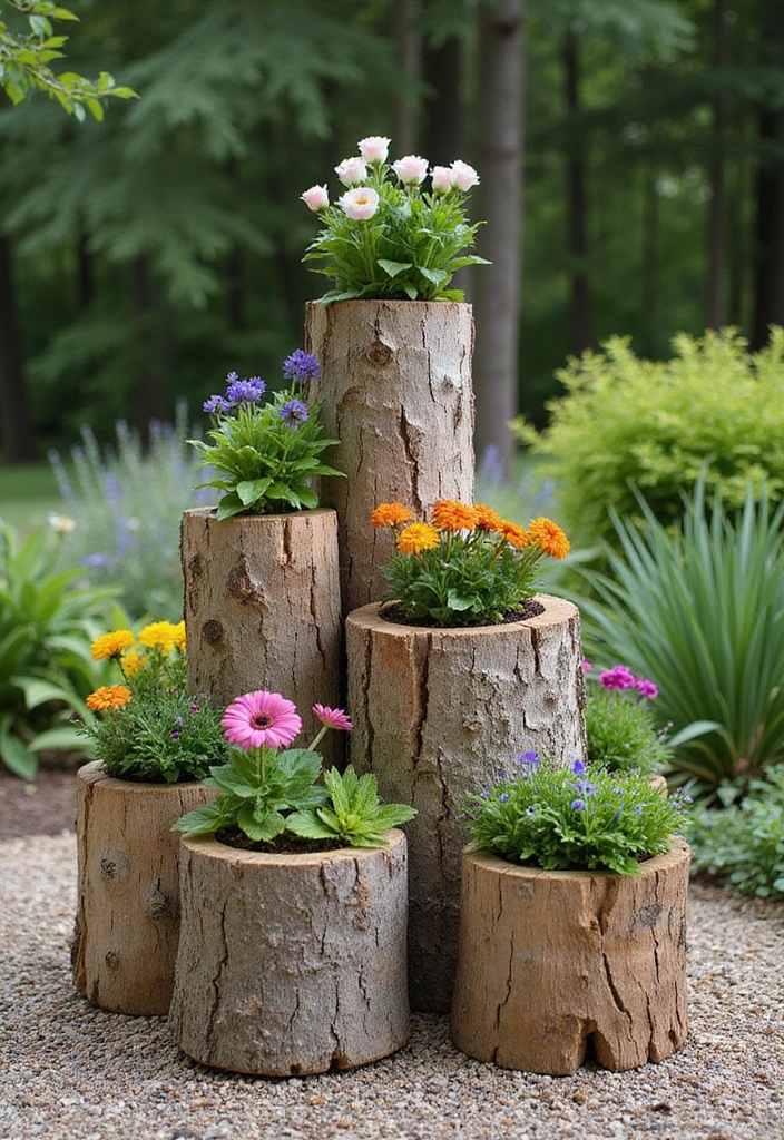 30 Plant Bed Ideas That Will Elevate Your Garden Design 7 30 Plant Bed Ideas That Will Elevate Your Garden Design - 7. Stacked Log Planters