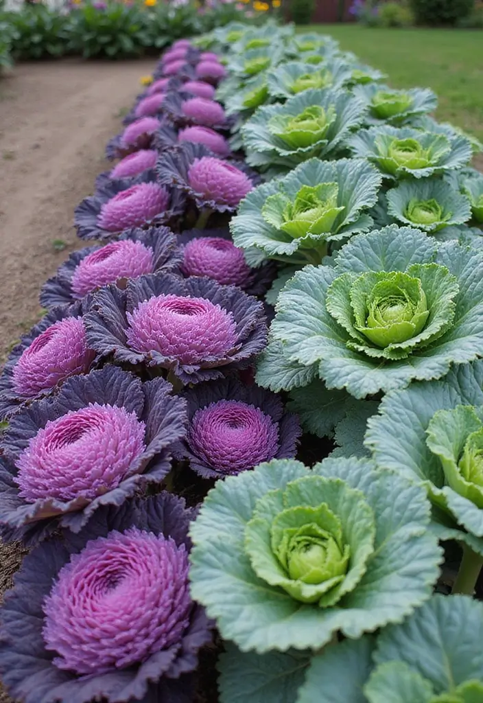 30 Plant Border Ideas to Frame Your Garden Beautifully 7 30 Plant Border Ideas to Frame Your Garden Beautifully - 7. Ornamental Kale and Cabbage