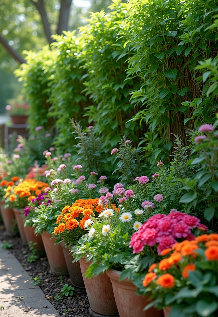 30 Plant Fence Ideas to Blend Nature with Privacy 16 30 Plant Fence Ideas to Blend Nature with Privacy - 16. Mixed Container Plants