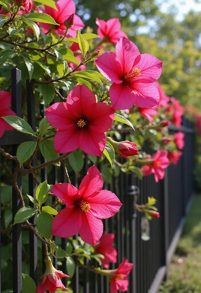 30 Plant Fence Ideas to Blend Nature with Privacy 19 30 Plant Fence Ideas to Blend Nature with Privacy - 19. Colorful Bougainvillea