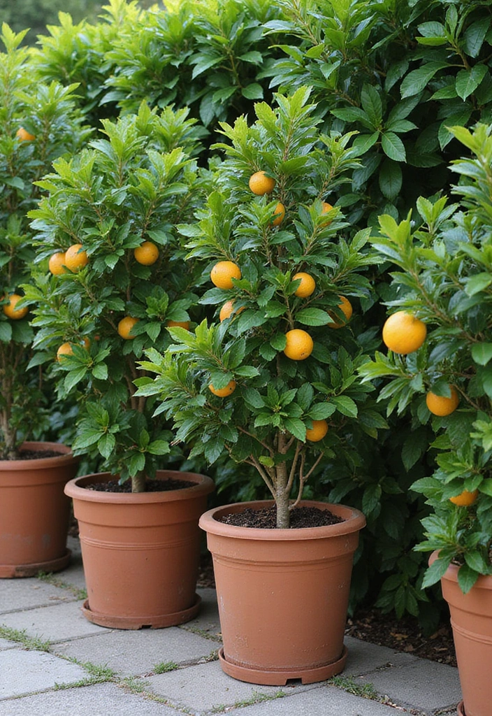 30 Plant Fence Ideas to Blend Nature with Privacy 26 30 Plant Fence Ideas to Blend Nature with Privacy - 26. Potted Citrus Trees