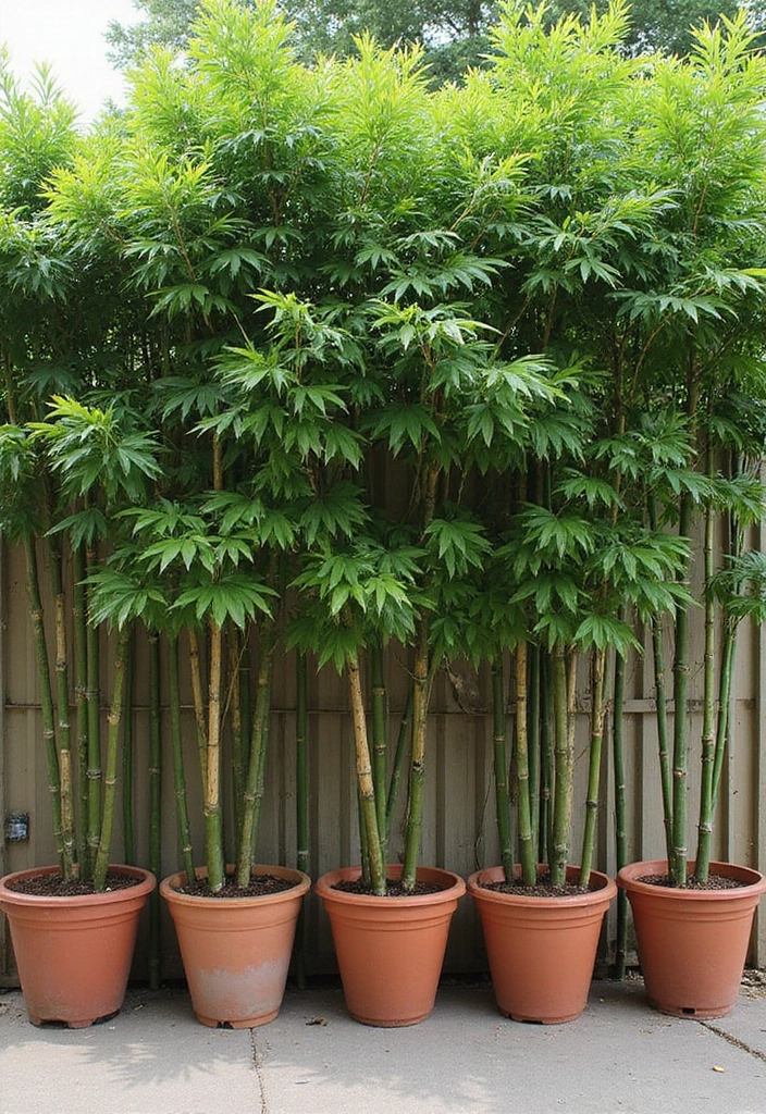 30 Plant Fence Ideas to Blend Nature with Privacy 28 30 Plant Fence Ideas to Blend Nature with Privacy - 28. Privacy with Potted Bamboo