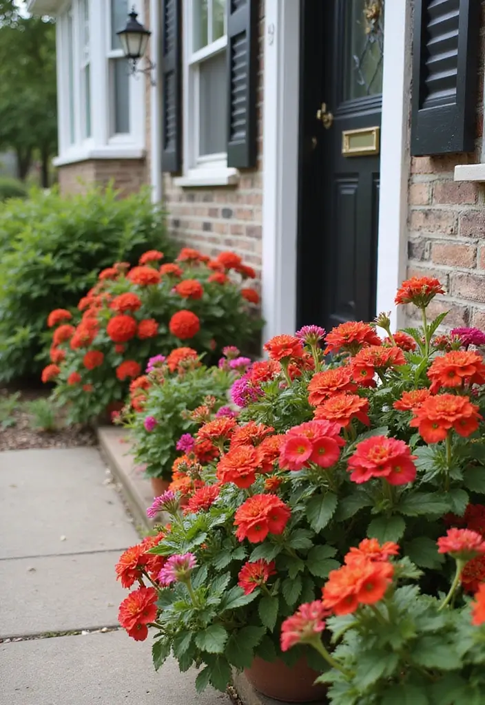 30 Plant Ideas for the Front of Your House to Boost Curb Appeal 15 30 Plant Ideas for the Front of Your House to Boost Curb Appeal - 15. Geraniums for Low-Maintenance Color
