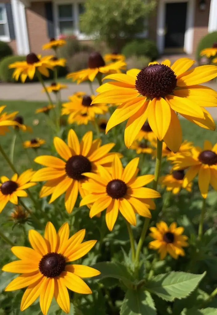 30 Plant Ideas for the Front of Your House to Boost Curb Appeal 7 30 Plant Ideas for the Front of Your House to Boost Curb Appeal - 7. Black-eyed Susans for Cheerful Blooms