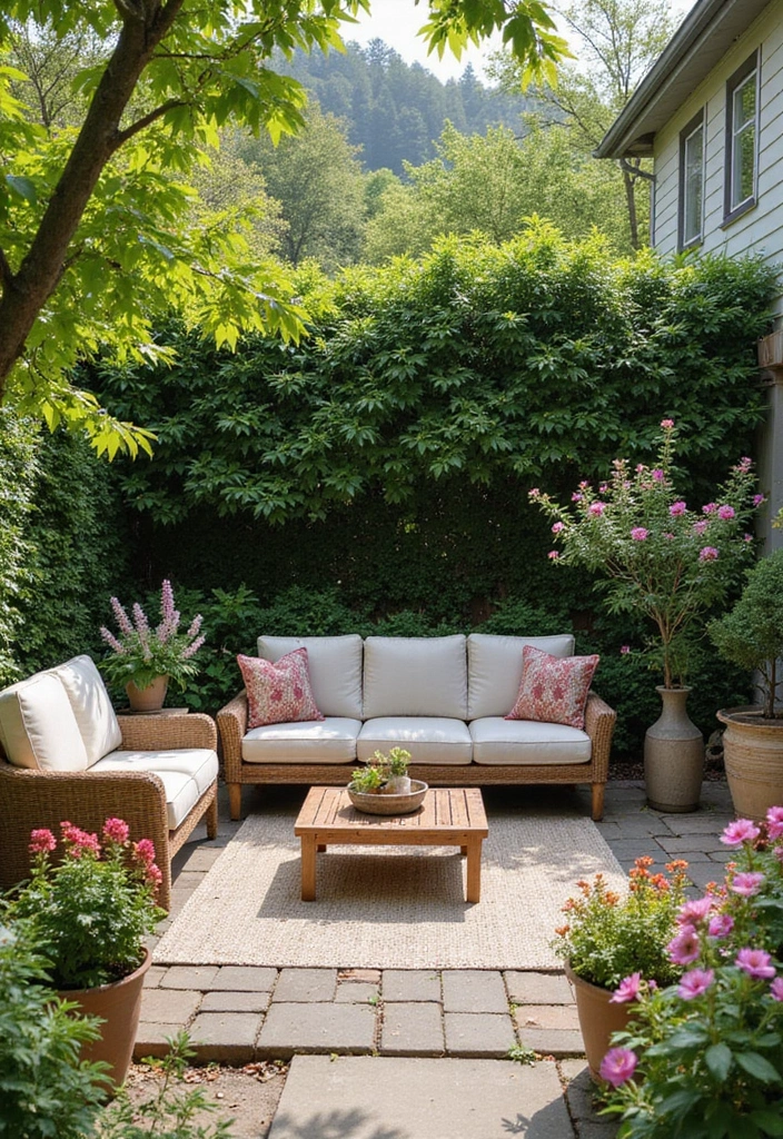 30 Plant Landscaping Ideas for a Lush Backyard - 13. Outdoor Living Spaces