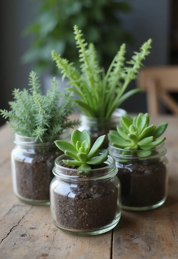 30 Plant Pot Design Ideas to Upgrade Your Decor 13 30 Plant Pot Design Ideas to Upgrade Your Decor - 13. Glass Jar Planters