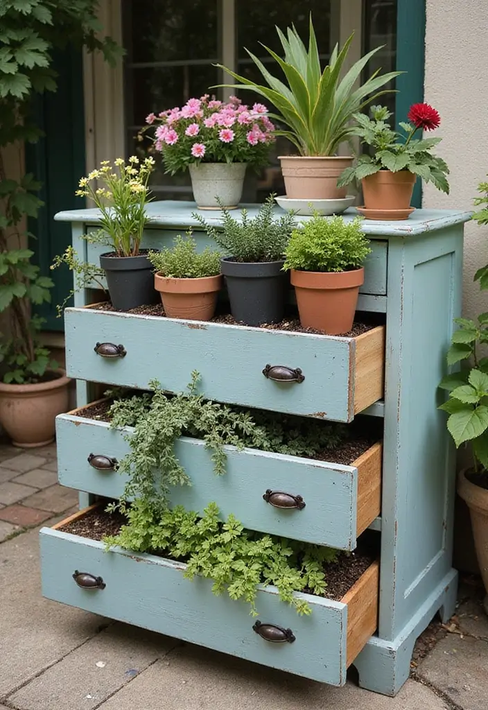 30 Plant Pot Design Ideas to Upgrade Your Decor 25 30 Plant Pot Design Ideas to Upgrade Your Decor - 25. Repurposed Furniture Drawers
