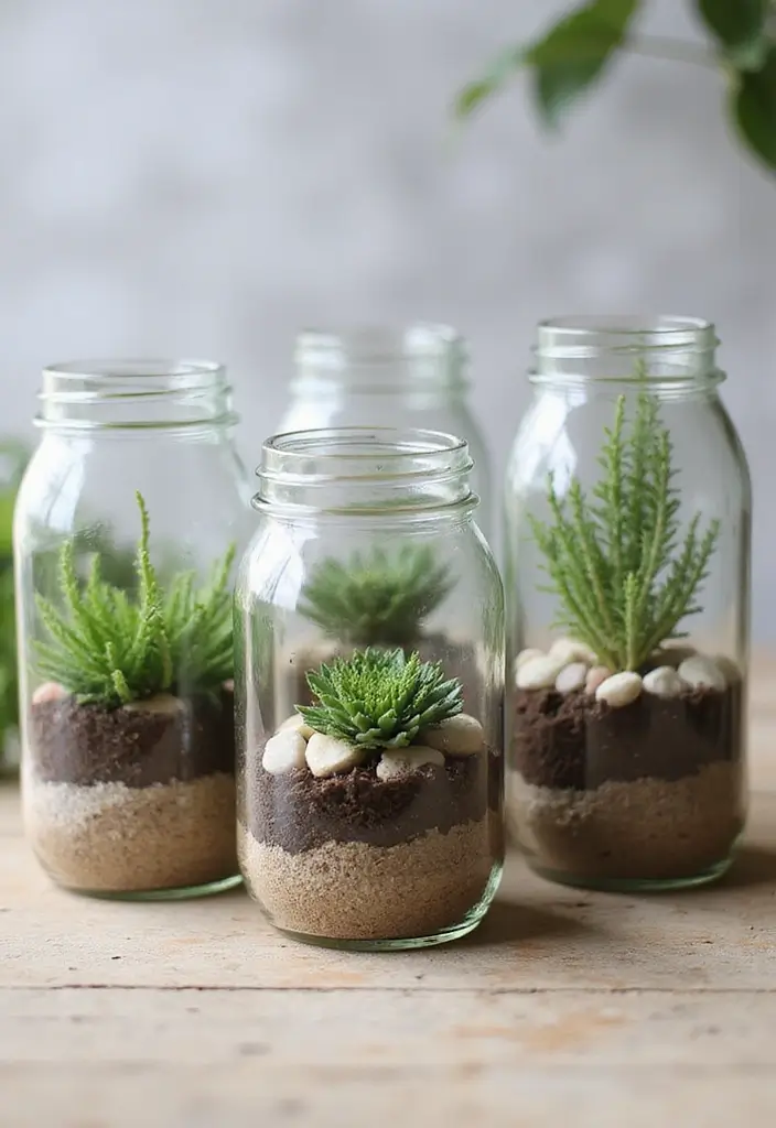 30 Plant Pot Design Ideas to Upgrade Your Decor 5 30 Plant Pot Design Ideas to Upgrade Your Decor - 5. Mason Jar Terrariums