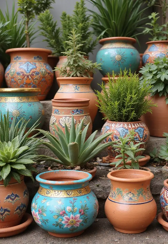30 Plant Pot Design Ideas to Upgrade Your Decor 8 30 Plant Pot Design Ideas to Upgrade Your Decor - 8. Painted Terracotta Pots