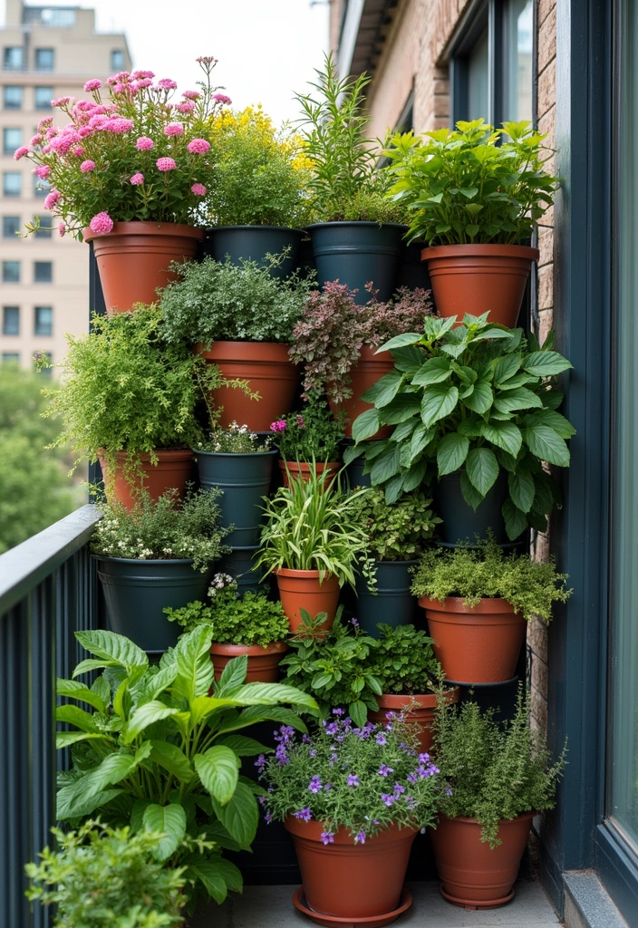30 Plant Privacy Screen Ideas for a Natural Barrier - 19. Vertical Container Gardens