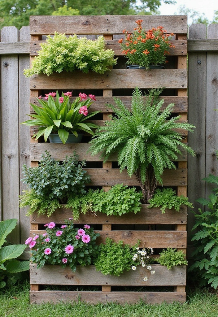 30 Plant Privacy Screen Ideas for a Natural Barrier - 22. Vertical Pallet Gardens