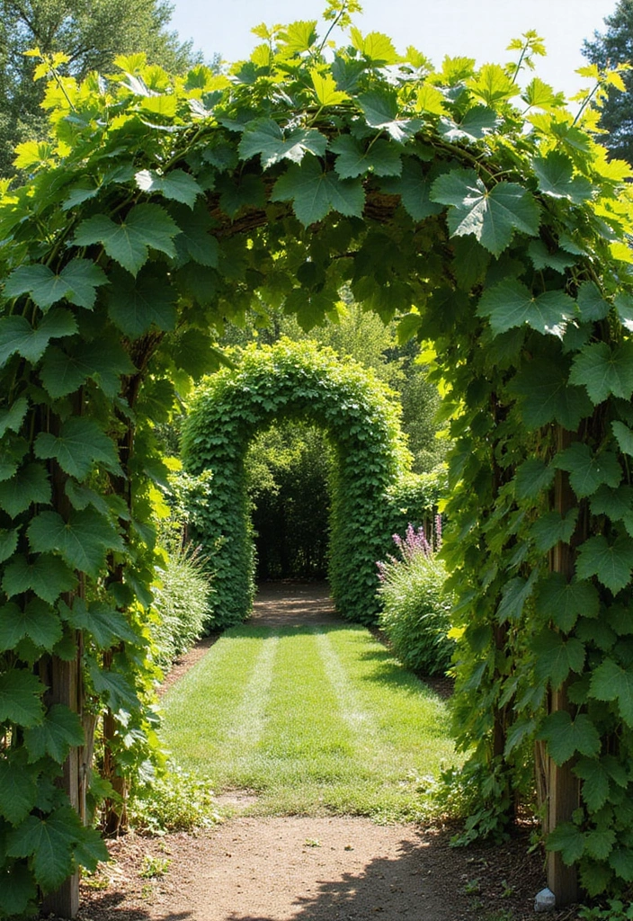 30 Plant Privacy Screen Ideas for a Natural Barrier - 23. Grapevines on Arbor Structures